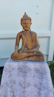 BOUDDHA EN BOIS DE SUAR 50 CM