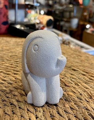 MINI ELEPHANT IN WHITE STONE FROM JAVA 10CM
