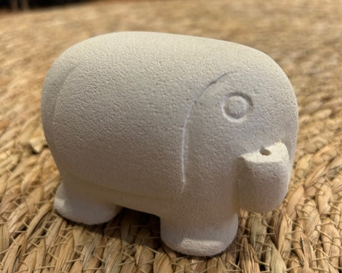 MINI ELEPHANT IN WHITE STONE FROM JAVA 10CM